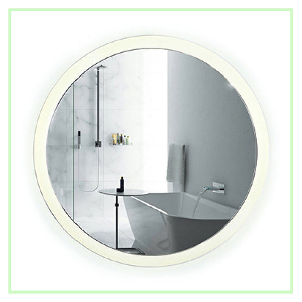 LED 27" Round Bathroom Mirror Lighted With Dimmer & Defogger